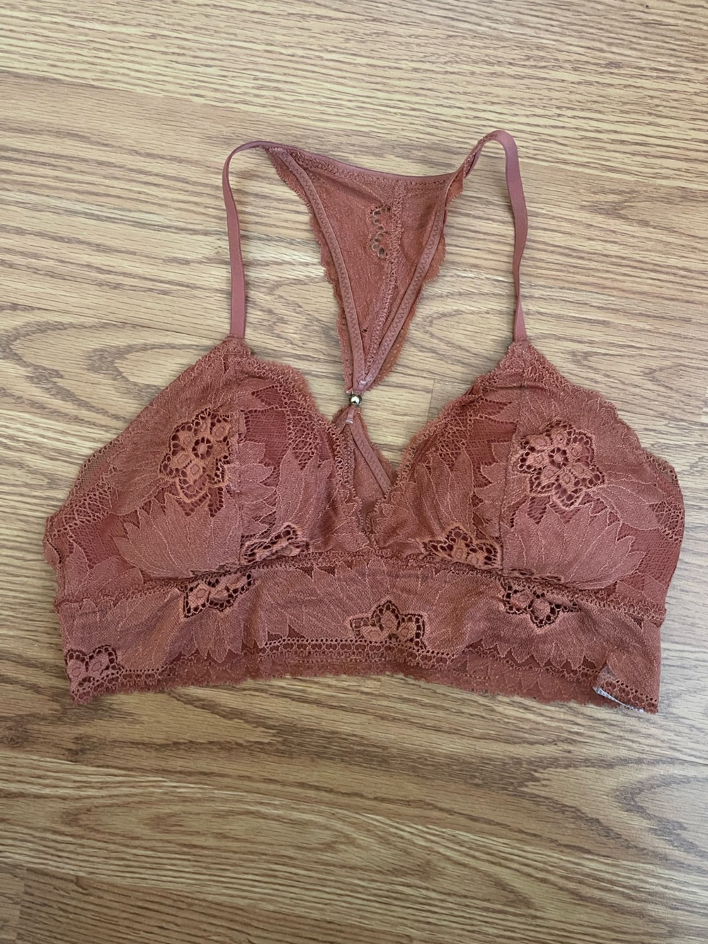 Aerie Lace Racerback Bralette Rust feminine coquette girl